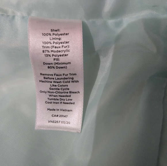 Talbots Aqua Down Puffer Vest With Removable Faux Fur Collar - Picture 7 of 7